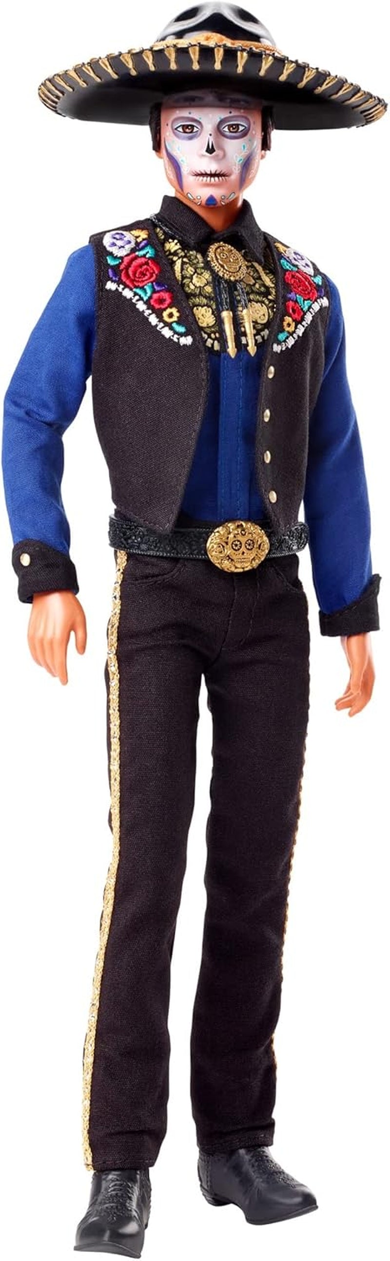 Ken Barbie 2022 Día De Muertos Puppe mit Hemd, Weste und Sombrero, Calavera-Gesichtsbemalung, Geschenk für Sammler