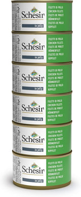 Nassfutter für ausgewachsene Katzen, Hähnchenfilets in Filets und 100 % natürliches Gelee, Packung mit 6 Boxen x 85 g