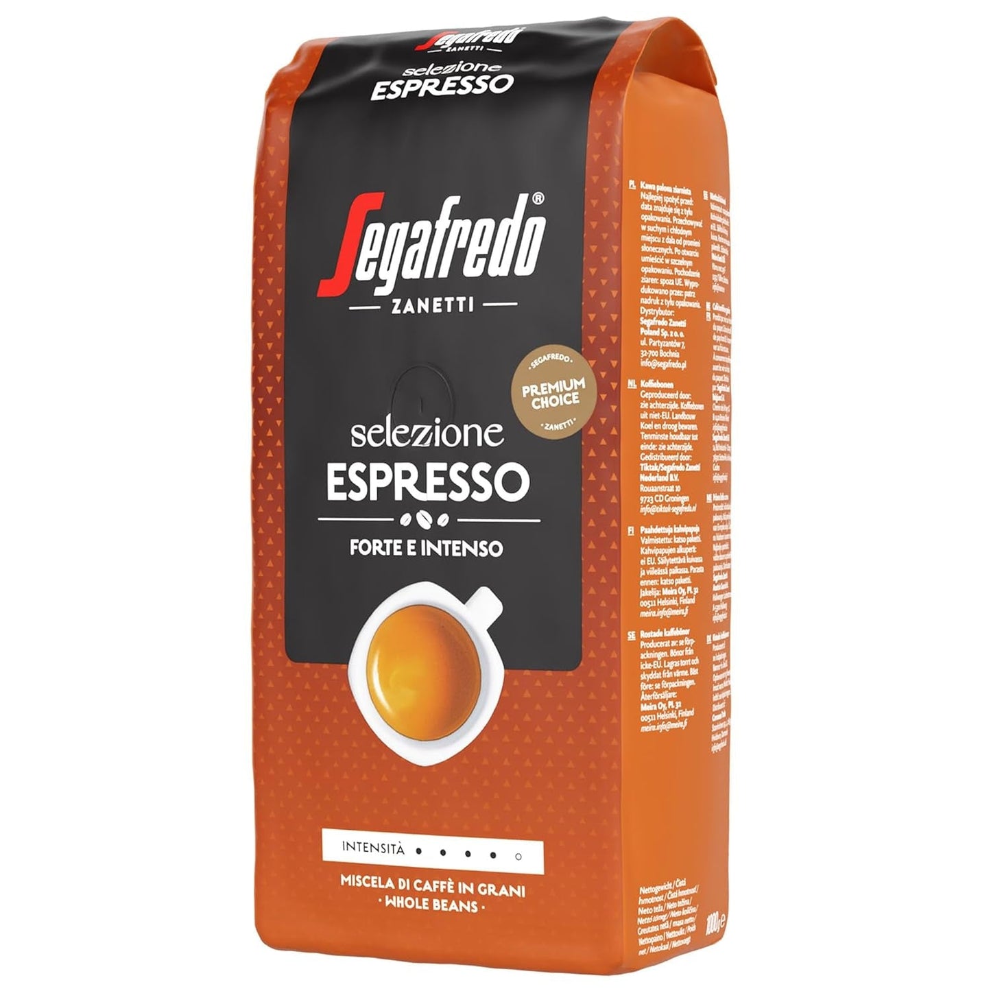 Segafredo Zanetti Selezione Espresso – Ganze Bohne (1-kg-Packung) – Geeignet für alle italienischen Kaffeespezialitäten – Mittlere bis dunkle Röstung, kräftiger und intensiver Geschmack