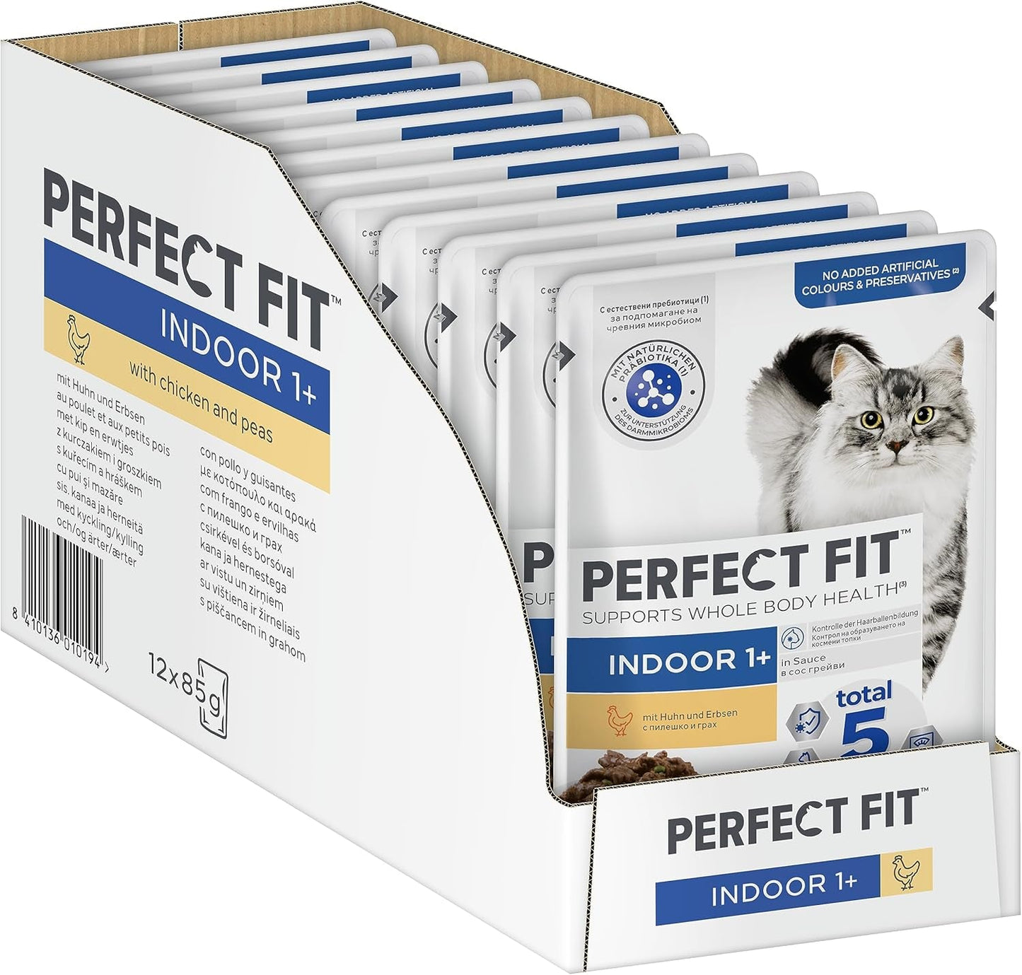 PERFECT FIT™ Beutel für Katzen, drinnen, mit Huhn, 12 x 85 g