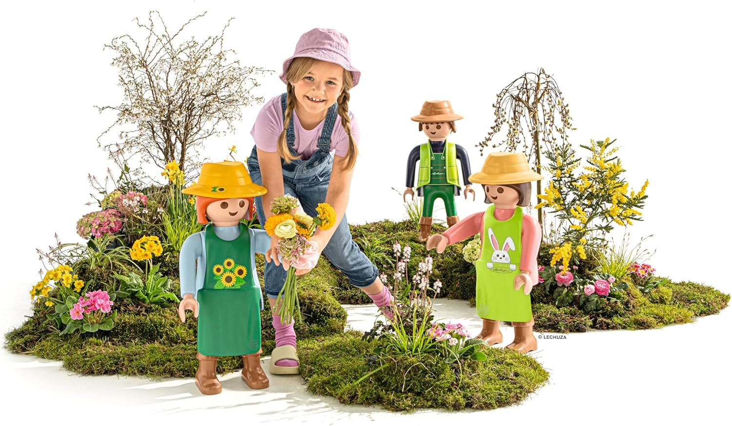 LECHUZA Gardener 2021 - Sonnenblume (62,5 cm), Grün/Hellblau