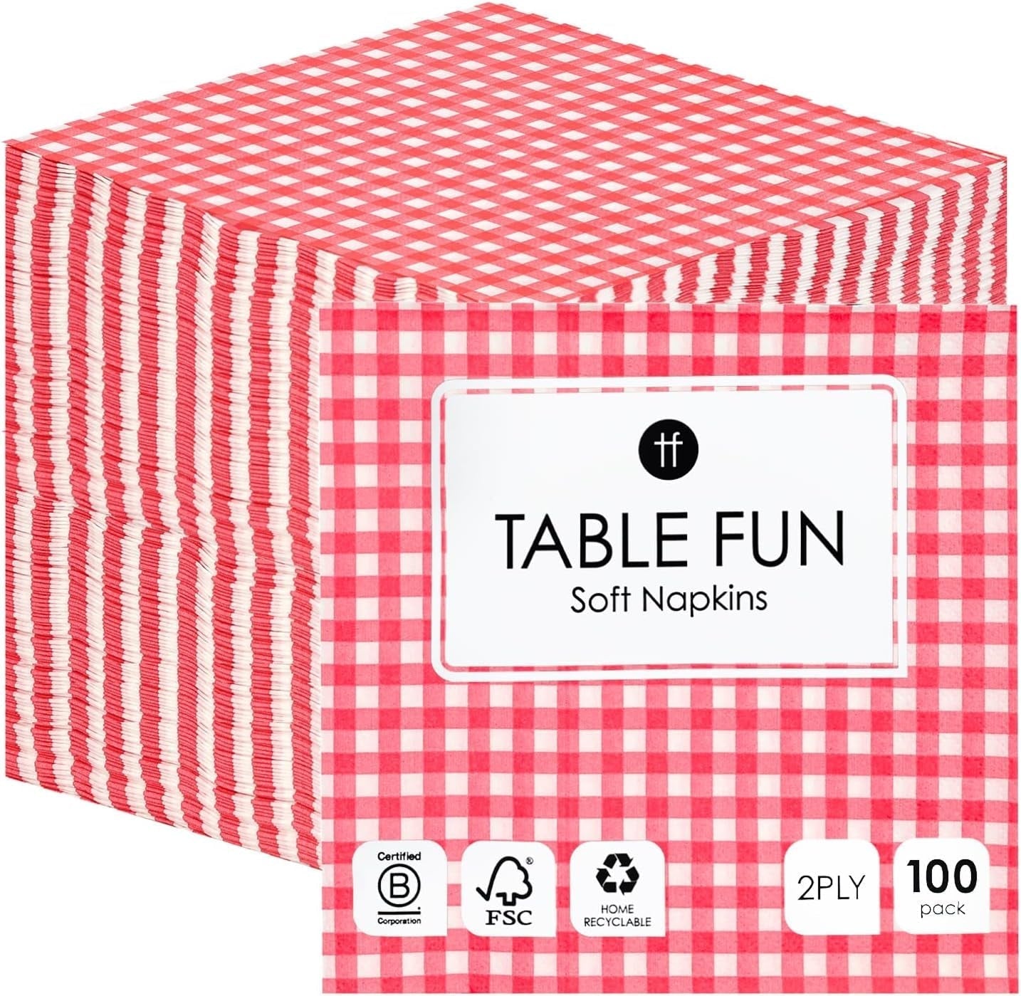 Talking Tables 100 x Großpackung, rotes Muster, weiche Papierservietten, Einwegservietten für Geburtstage, Hochzeiten, Tischservice, Weihnachten, Catering, hergestellt in der EU, 2-lagig, 33 cm