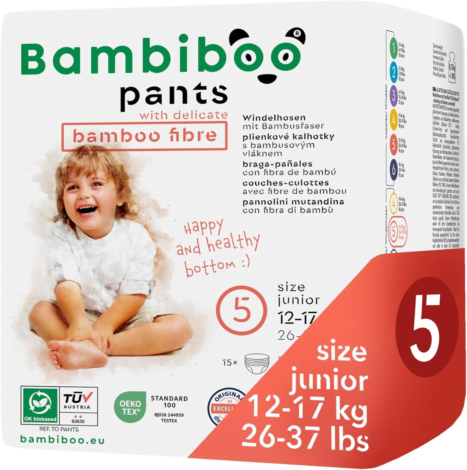 Bambiboo Einwegwindeln, hautfreundlich, feine Bambusfaser – Babywindelhöschen – Einwegwindelüberhosen – Schutz für empfindliche Haut – sehr saugfähig – Größe 4 (Maxi), 16 Stück