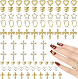 Gold Nagel Charms 80 Stück Kreuz Rose Herz Jungfrau Maria Nagel Edelsteine ​​Metalllegierung Nagelzubehör für Maniküre Design Dekorationen DIY Handwerk