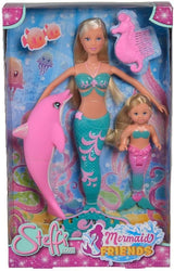 Simba 105733336 – Steffi Love Mermaid Friends, magische Meerjungfrauenpuppe mit Schwester Evi, Delfinfigur und mehr, Spielzeug für Kinder ab 3 Jahren