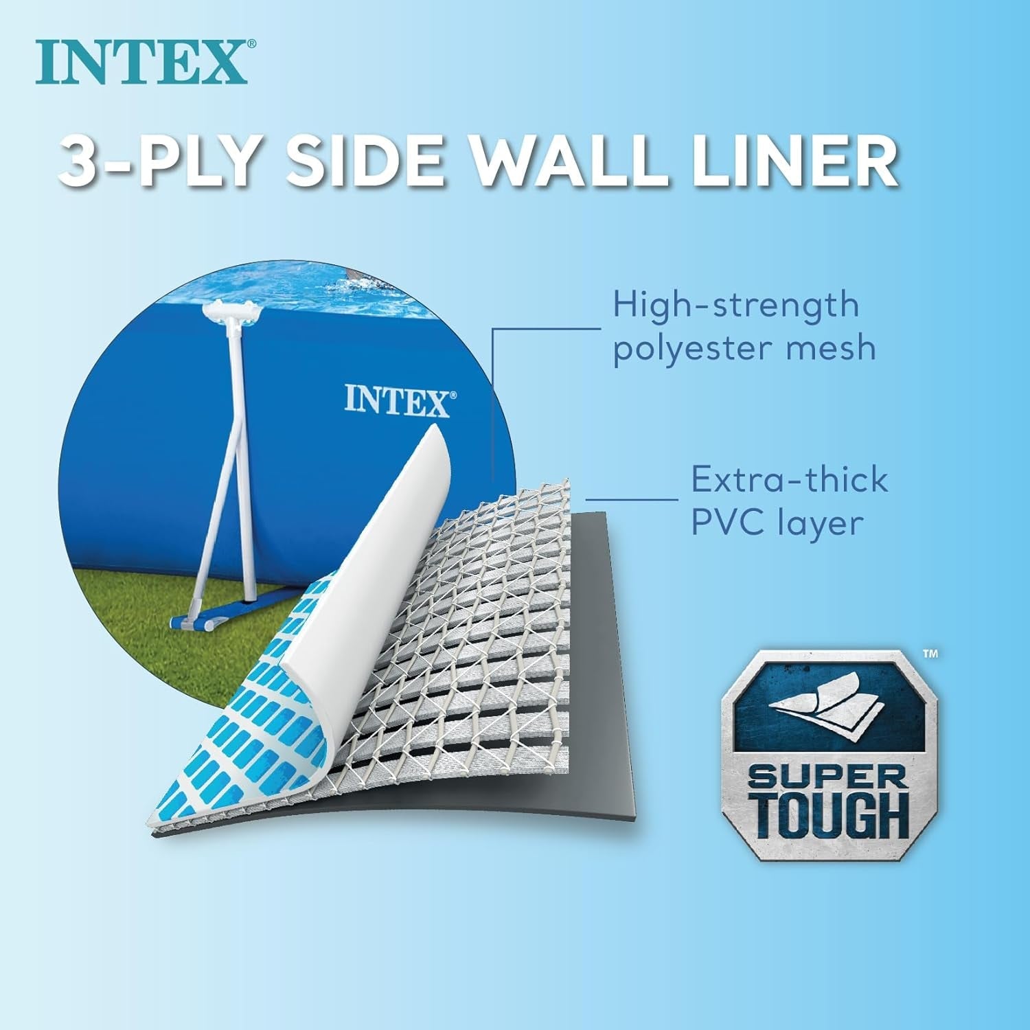Intex 28271NP – Rechteckiger oberirdischer Pool mit Rahmen, 2282 l, Stahl und PVC, blau, 260 x 160 x 65 cm