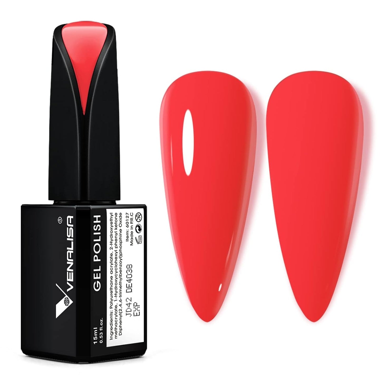 VENALISA Korallenorange UV-Nagellack, 15 ml, Gel-Nagellack für UV-Nagellampe, transparente Korallenorange-Gel-Nagellackmodelle für DIY-Nageldesign