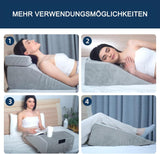 Lesekissen und Beinerhöhungs-Federkissen, Memory-Schaum-Nacken-Rücken-Beinkissen, multifunktionales abnehmbares Kissen für Bett, Sofa, Sitzen, Schlafen und Ausruhen (grau)