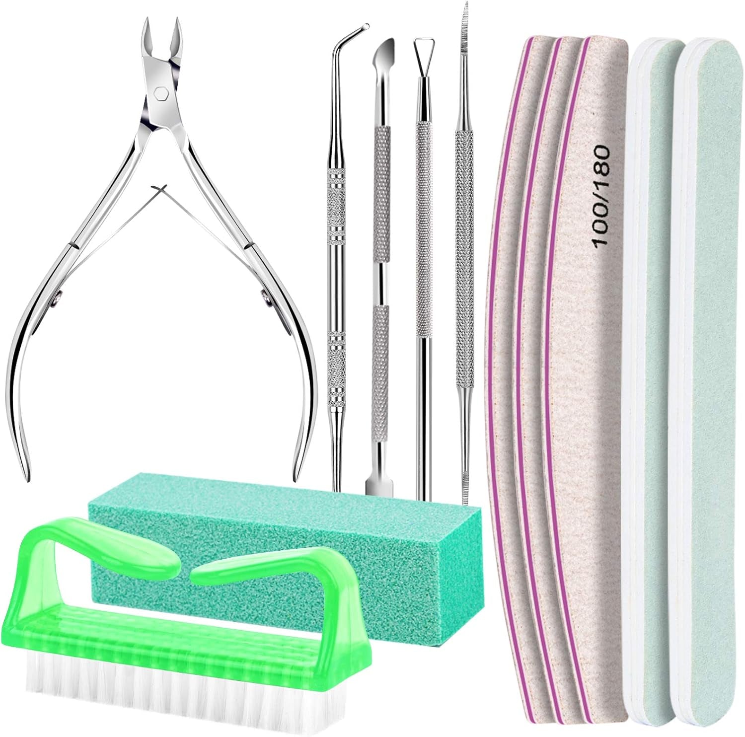 FANDAMEI Maniküre-Set, Buffer Für Nägel, Nagelfeile 100/180, Nagelfeilen Für Gelnägel, Nagelhautschieber, Buffer Für Gelnägel, Feilen Für Gelnägel, Nagelzange, Nagelfeilen Set, Maniküre & Pediküre Set