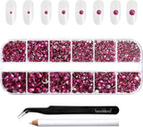 Beadsland 2500 Stück Glas Nailart Strasssteine ​​​​Kristall Flatback Edelsteine ​​​​Runde, ​​Für Handwerk Gemischt 8 Größen SS4 ~ SS30 Mit Picking Pinzette Und Stift (Kristall Weiß)