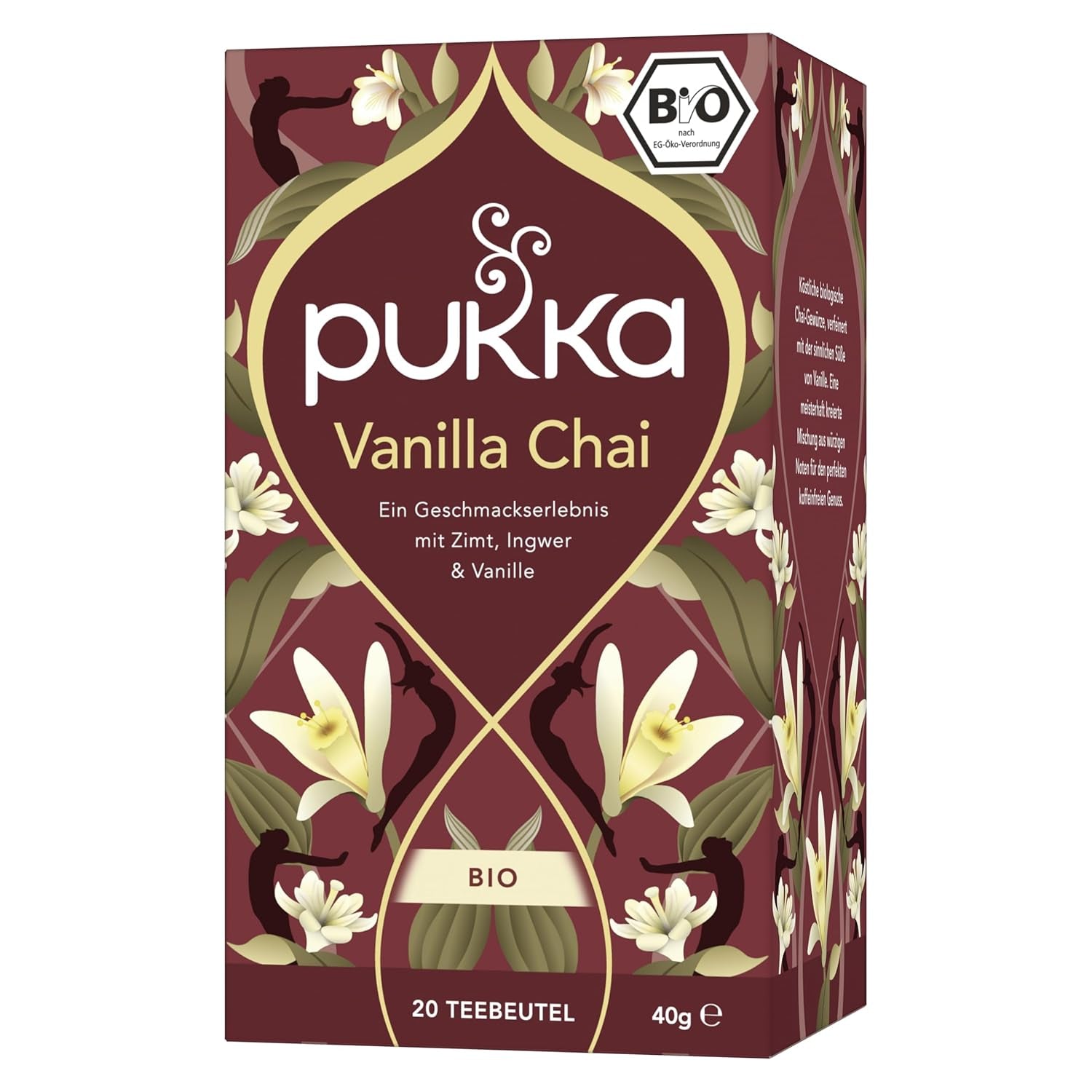 Pukka | Mischung aus aromatisierten Bio-Tees „Vanilla Chai“ | Zimt, Ingwer und Vanille | Tee zum Genuss mit natürlicher Süße | 1 Stück | 20 Teebeutel