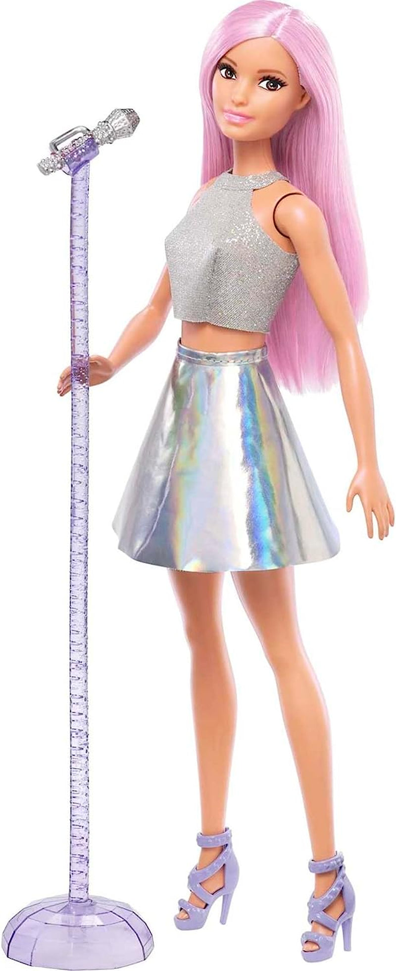 Barbie-Popstar-Puppe in glitzerndem Rock mit Mikrofon und rosa Haaren, Geschenk für Kinder im Alter von 3–7 Jahren, JCW42, Dazzling Dolls, Naty Shop Pink