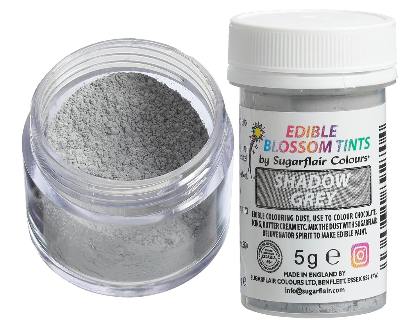 Sugarflair Blossom Tint Dust Dunkelgraues Lebensmittelfarbpulver – Lebensmittelfarbpulver für Kuchendekorationen, Fondant, Glasur, Schokolade, Buttercreme, Macarons und mehr – 5 g