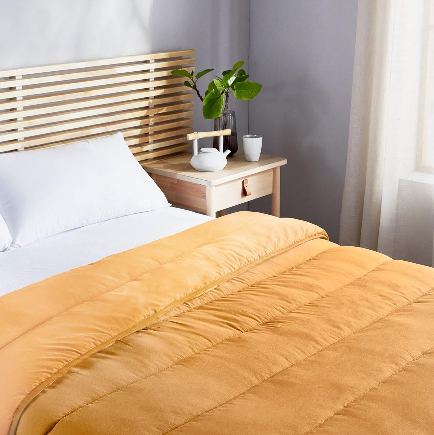 Pikolin Home - Wendedecke 300 G - zweifarbige nordische Füllung - für Bett 100/105 - bequem, warm, atmungsaktiv, grün, 180 x 220 cm Steppdecken und Steppdecken Naty Shop