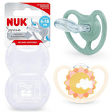 NUK Space Baby Schnuller 6–18 Monate, extra große Öffnungen für empfindliche Haut, BPA-freies Silikon, Zebramuster, 2er-Pack