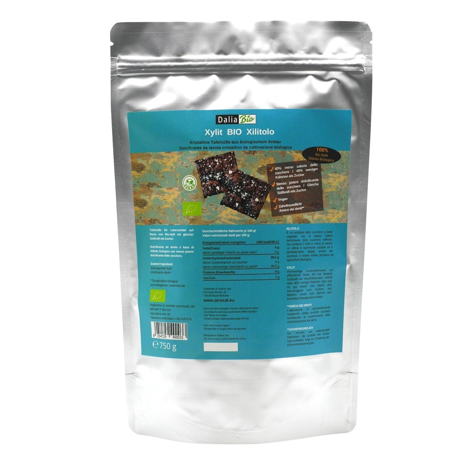 Bio Xylit Bio | Aus biologischer Landwirtschaft | 40 % weniger Kalorien Zahnfreundlich | Ideal Zum Kochen Und Backen, 750 G Sweeteners Naty Shop Default Title