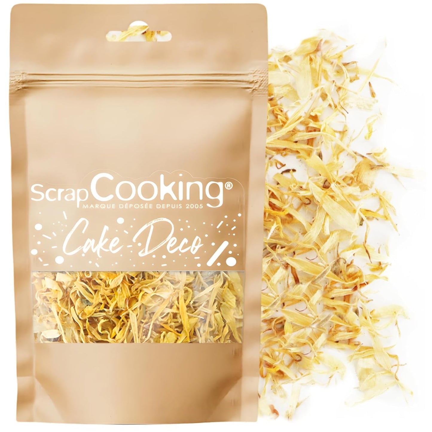 ScrapCooking – Getrocknete Ringelblumen 3,5 g – Essbare Blumen – Lebensmitteldekorationen zum Backen – Für Desserts, Kuchen, Torten, Muffins – Weihnachten, Frühling, Geburtstag – Goldgelb – 7471