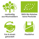 Mate Bio-Teeset ● 3 Sorten Mate + doppelwandiger Mate-Becher aus Edelstahl + Bombilla + Zubereitungsanleitung (schwarz)