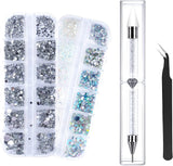 ANGNYA 4000 Stück Strasssteine ​​​​Nägel Nail Art Strasssteine ​​​​Dekorationen Nagelsteine ​​​​Für Nail Art Zubehör Und Klare Kristall Strasssteine ​​​​Handwerk Mit Pick up Pinzette Und Strass Picker Dotting Pen…
