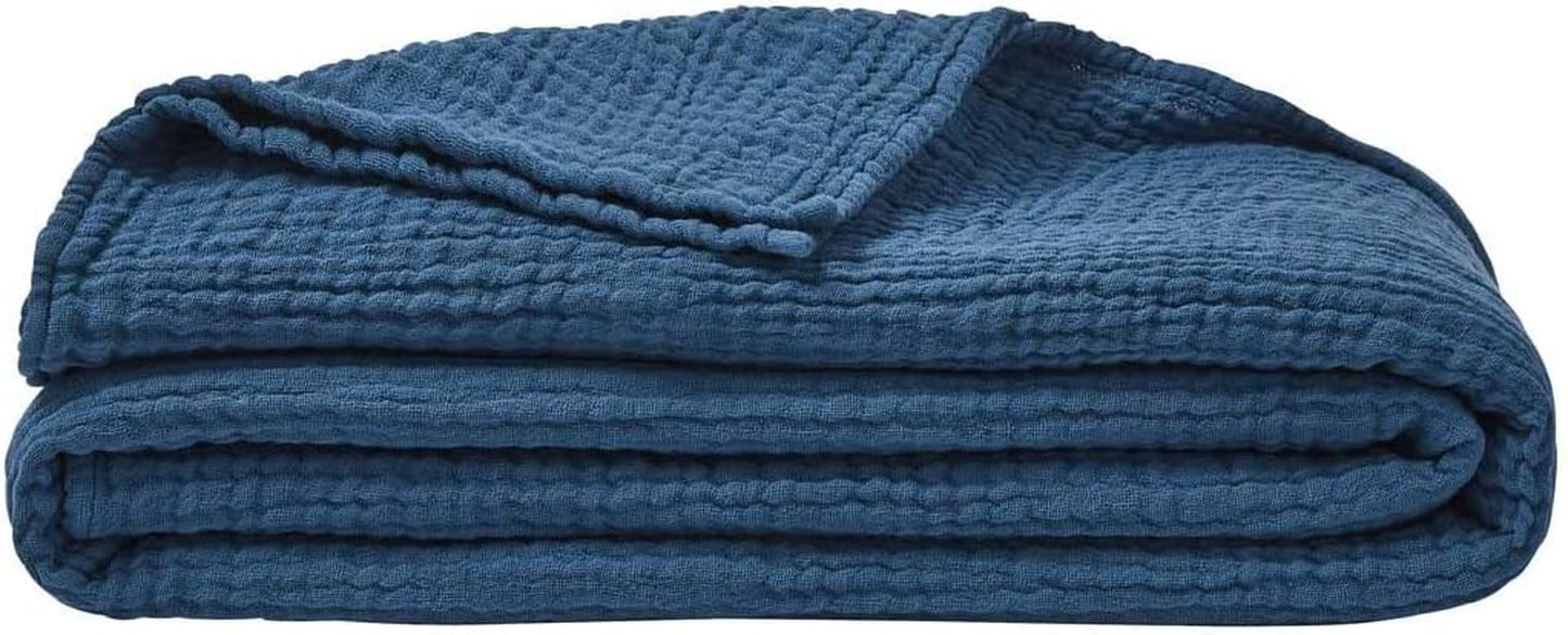 ESSIX Plaid, einfarbig, aus Baumwollgaze, Jazzy, 130 x 170 cm Steppdecken und Steppdecken Naty Shop Blau – Petrol