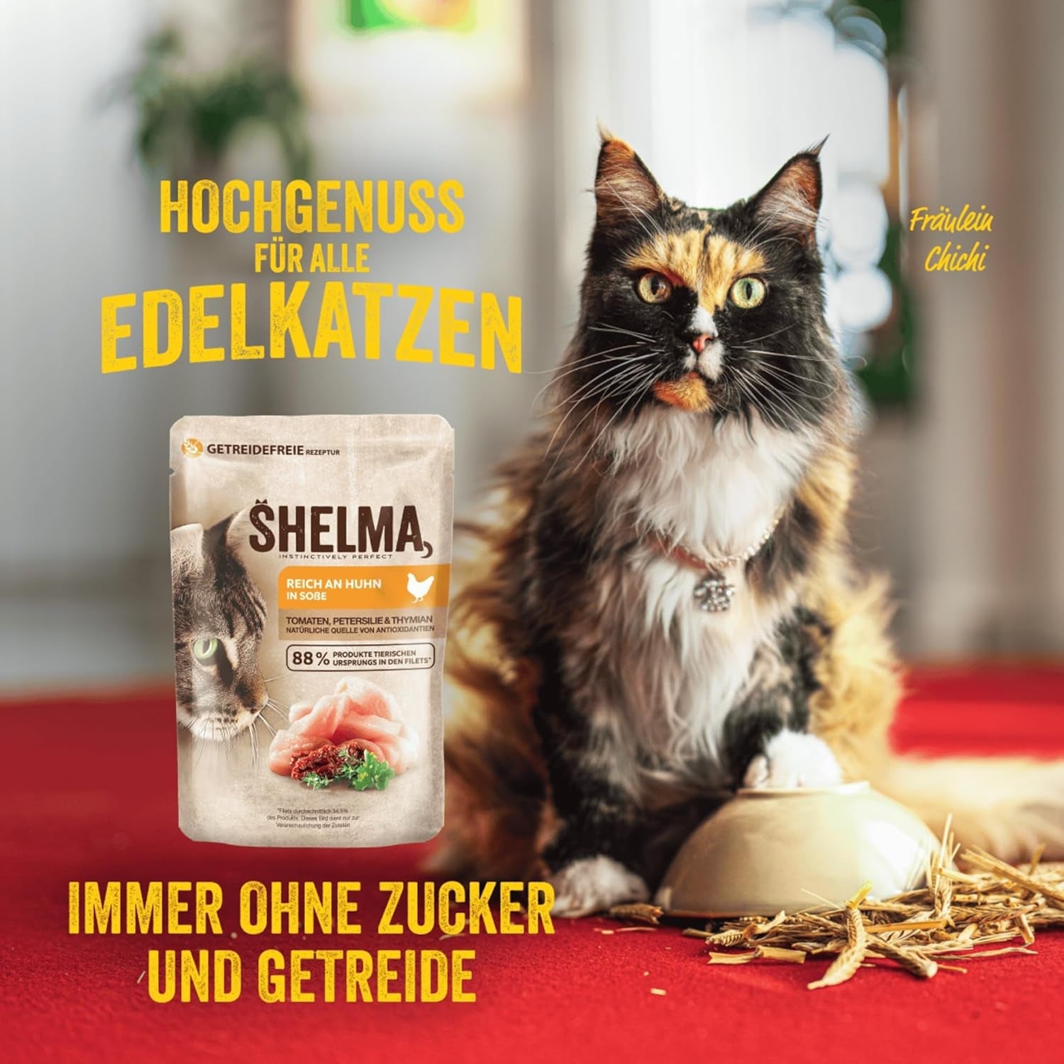 Shelma Nassfutter für Katzen mit Truthahn in Tomaten- und Kräutersauce – getreidefreies Vollfutter mit hohem Fleischanteil – 28 x 85 g (2,38 kg)