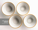 MÄSER Mabella, Vintage-Geschirrset für 4 Personen, 20-teiliges Kombiservice mit raffinierter Reaktivglasur und feinem braunem Rand, Steingut, Grau-Beige