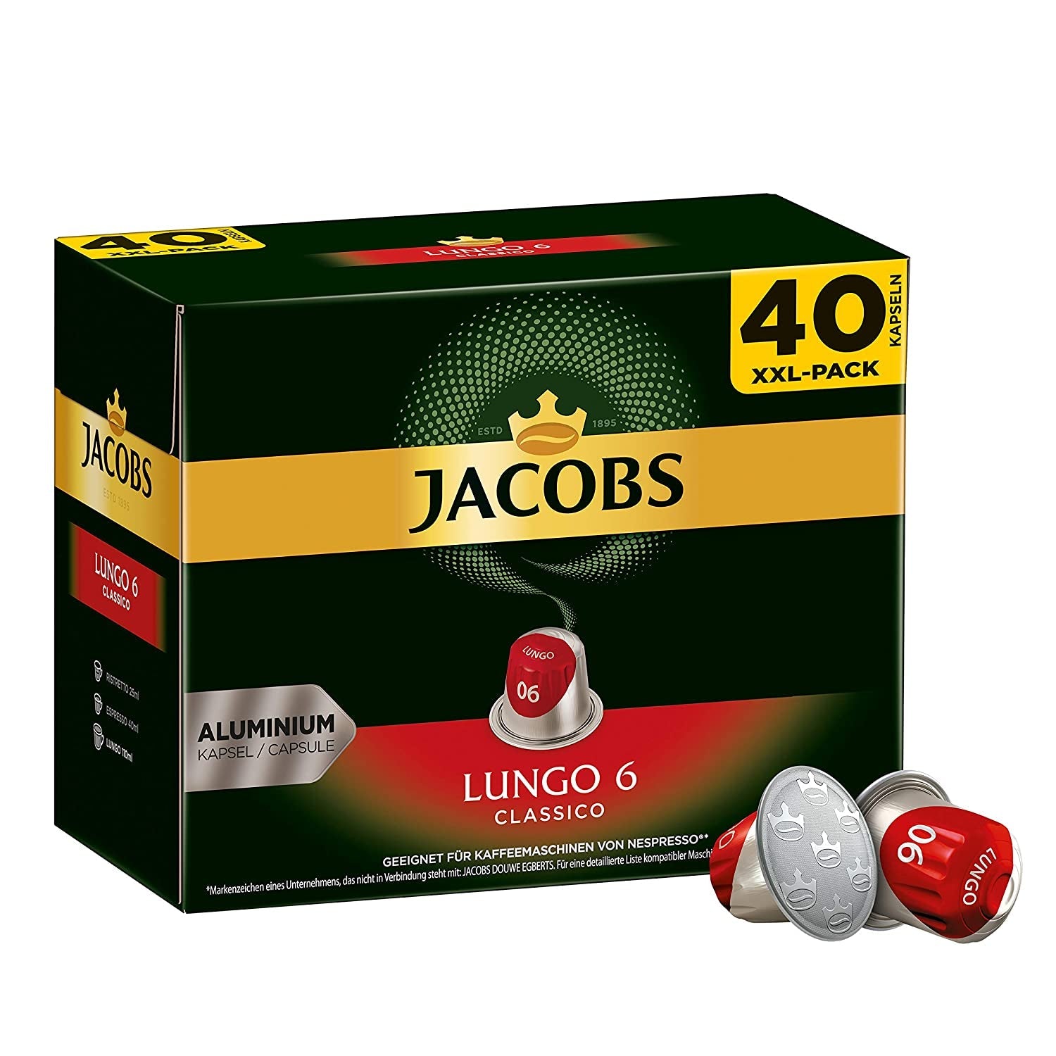 Kaffeekapseln Lungo Classico (nur für kurze Zeit) Megapack XXL & Kaffeekapseln Lungo Decaffeinato- Intensität 6-200 Nespresso-kompatible Kapseln, 10er Pack, 10 x 20 Getränke
