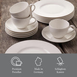 vivo - Villeroy & Boch Group - Basic White 30-teiliges Geschirrset, spülmaschinen- und mikrowellengeeignet, weißes Geschirrset, Kaffeeset, Keramik, Teller, Tassen, Premium-Porzellan
