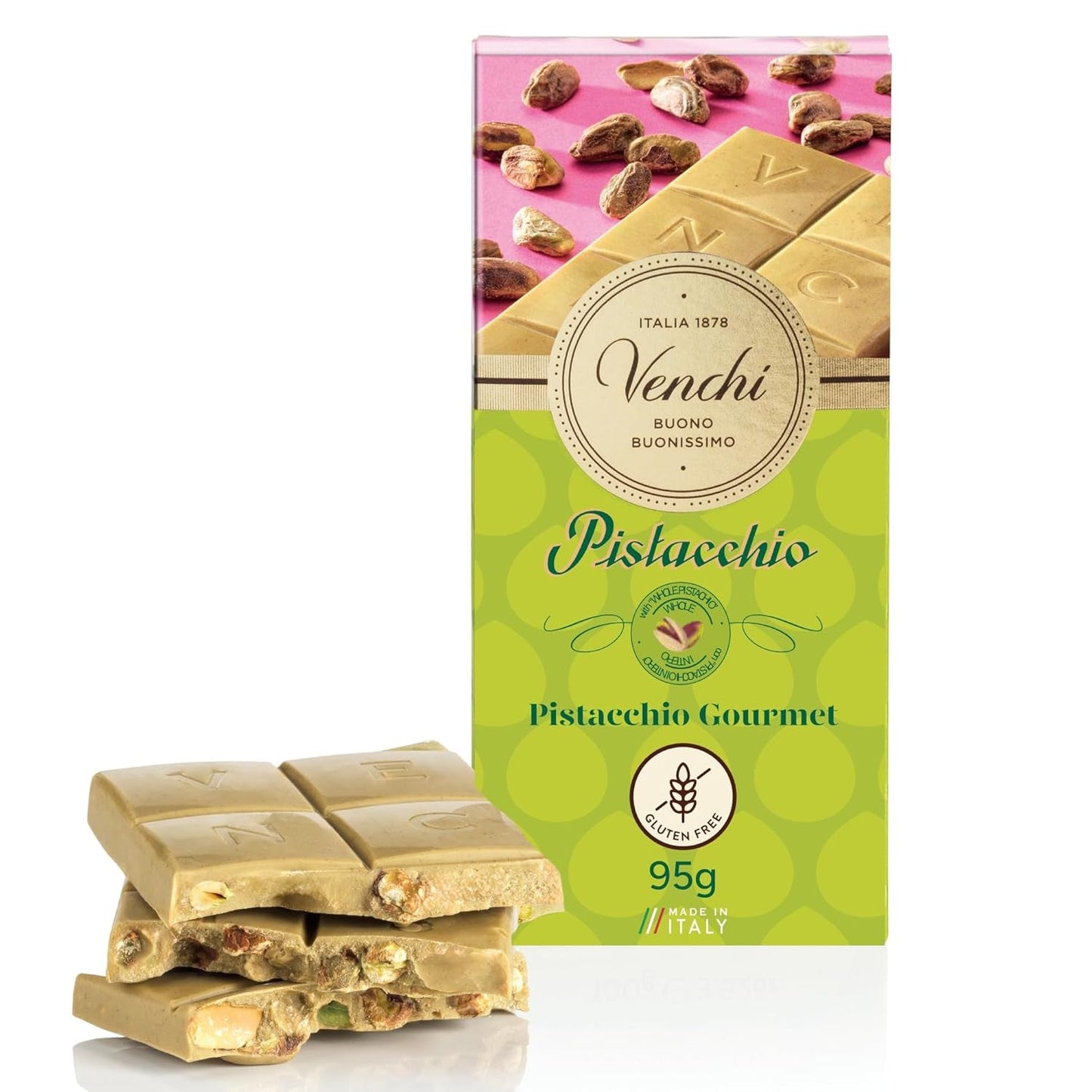 Venchi – Gesalzener Haselnussriegel, gesalzene Haselnüsse, Mandeln und Pistazien, 95 g, mit „Piemont-Haselnüssen“, glutenfrei, ohne künstliche Farbstoffe und ohne Konservierungsstoffe