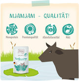 MjAMjAM – Premium-Nassfutter für Katzen – Wellness – Verdauungsfördernd – Rind, 12er-Pack (12 x 125 g), getreidefrei