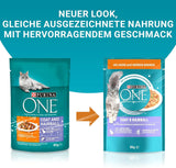 PURINA ONE Fell- und Haarballen-Nassfutter für Katzen in Sauce mit Huhn, 26er-Pack (26 x 85 g)