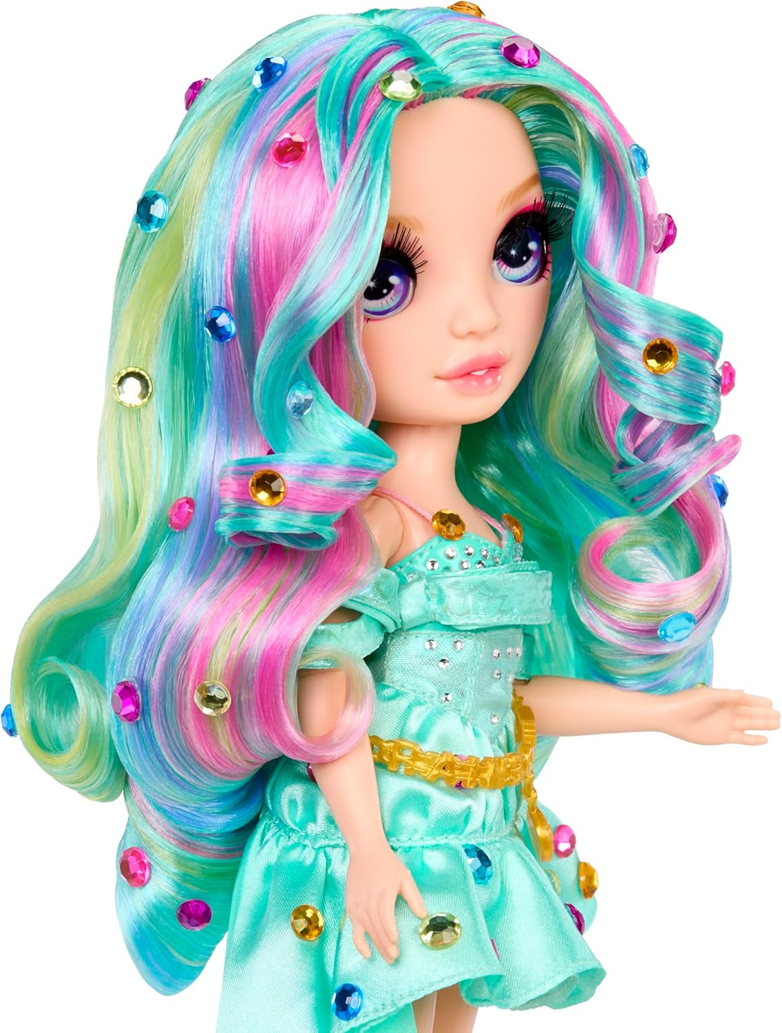Rainbow High Be Dazzling Modepuppe – Celine Türkis – Blaugrün, 28 cm, mit Dekorationswerkzeug, funkelnden Edelsteinen und Styling-Accessoires