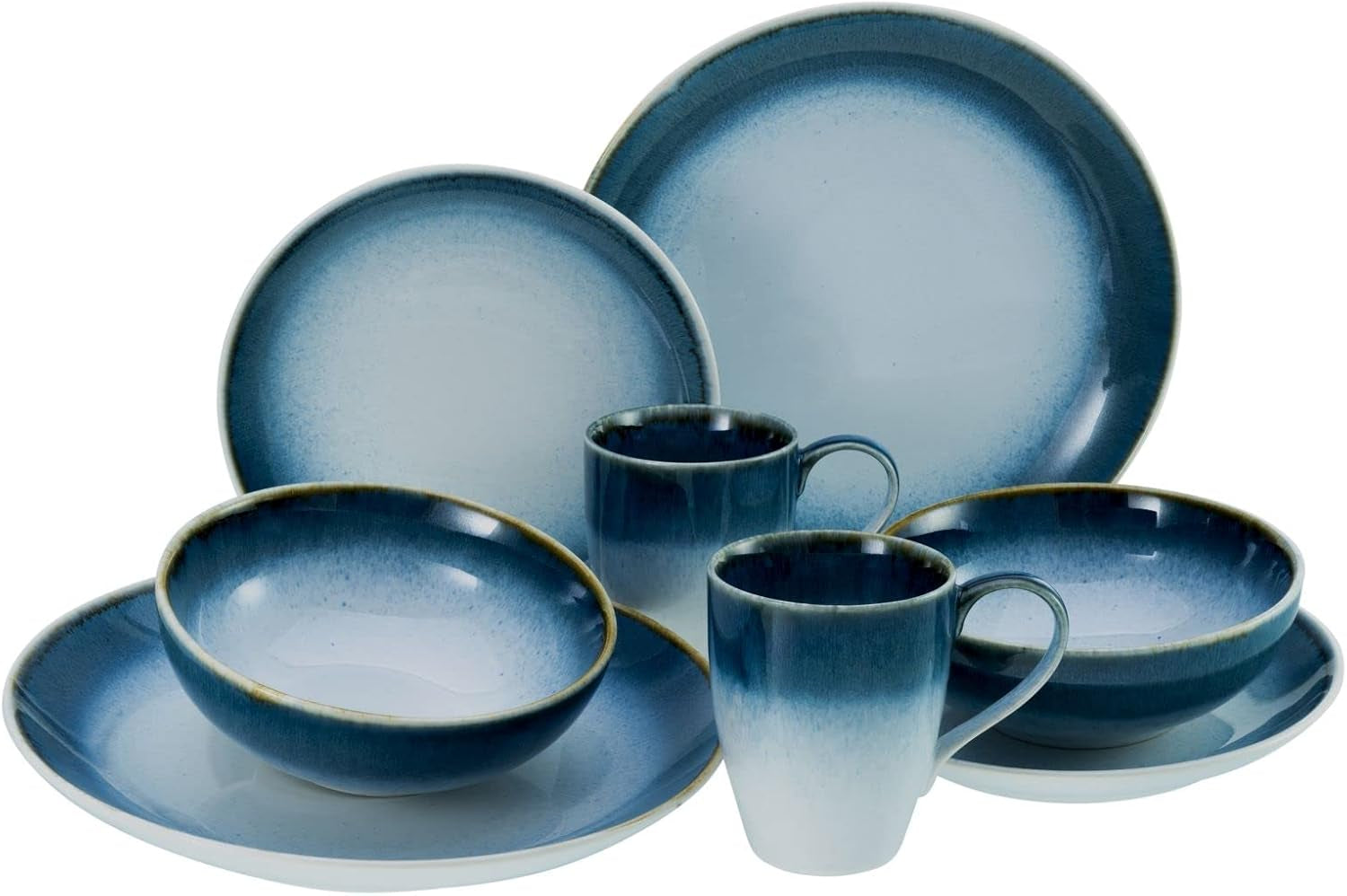 Creatable 23788 Cascade Series 8-teiliges Geschirrset für 2 Personen, Kombiservice aus Porzellan, spülmaschinen- und mikrowellengeeignet, hochwertige Herstellung