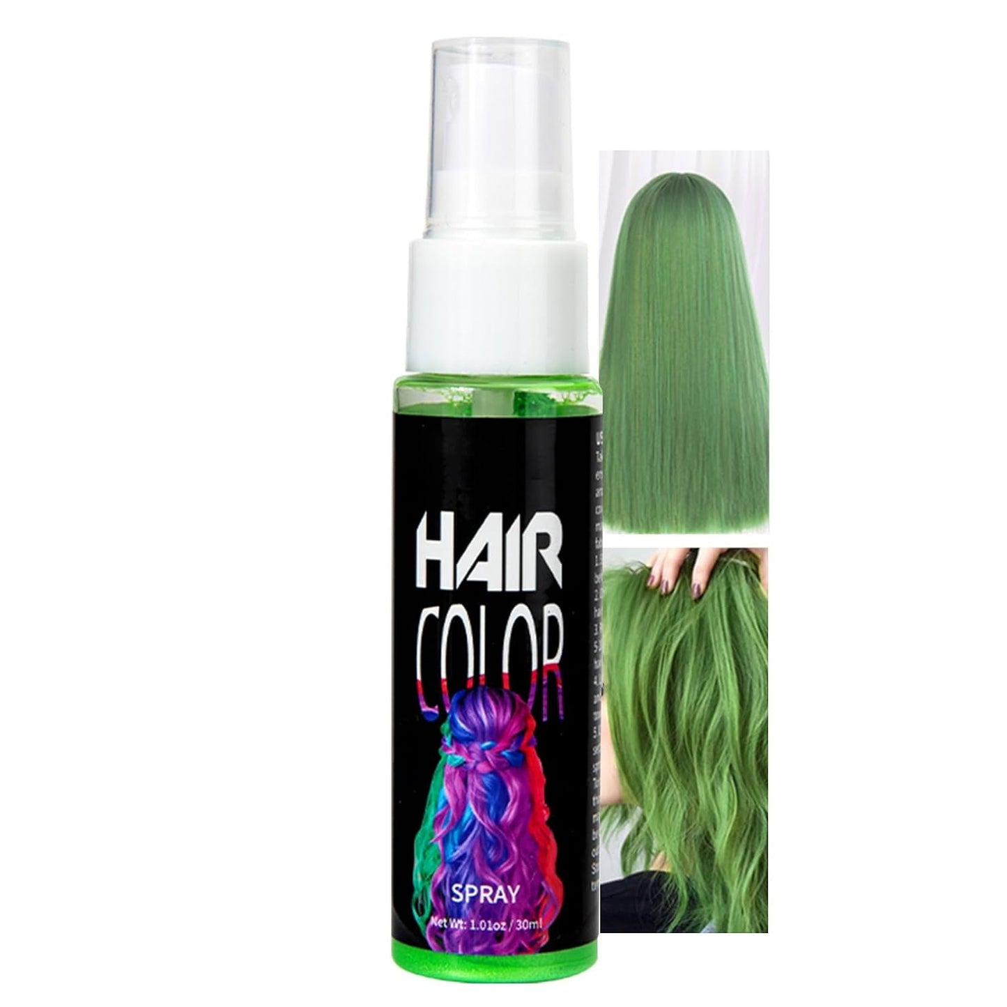 Haarspray-Farbe, temporäre rote Spray-Haarfarbe, rot gefärbte Haarfarbe, waschbare Haarfarbe, lebendiges rotes Haarfarbspray, sofortige Haarfarbe, Haarfarbe für Karneval, Halloween, Cosplay, Party, Naty Shop grüne Haarfarbe, 30 ml (1 Packung)