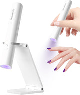 Denabuty UV-Lampe für Gel-Nagellack, Mini-U-V-LED-Lampe für Nagelersatz mit Ständer, tragbare kleine UV-Nagellampe für Gel-Nagellack, zum Aushärten von Nagelkleber und Nagelspitzen weiß