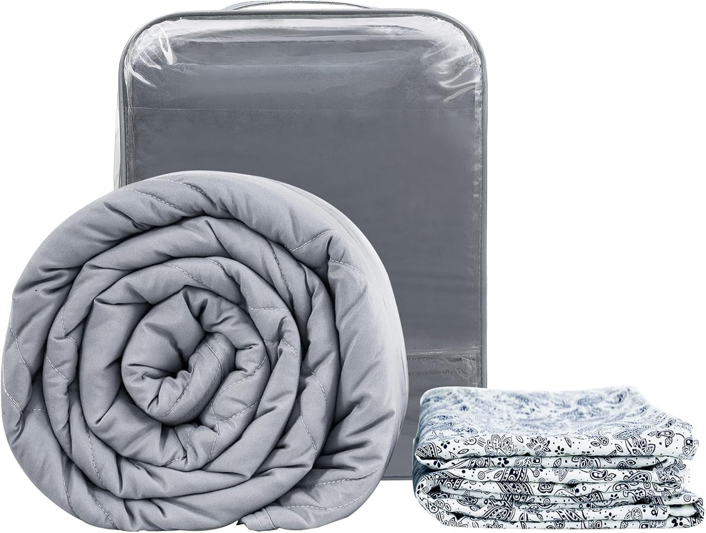 Winthome Gewichtsdecke mit Bettbezug 150 x 205 cm, 10,4 kg, bequeme Gewichtsdecke, Anti-Stress-Therapiedecke, schwere Decke für tieferen Schlaf und bessere Erholung, schwere Decke für Erwachsene (grau). Betten und Decken. Besuchen Sie den Winthome-Store, weißes Modell 130 x 190 cm – 6 kg