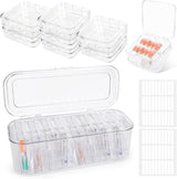 INMORVEN Nagel-Aufbewahrungsbox-Set – 14 transparente Nagelboxen + 1 große Box und 60 Klebescheiben – ideal für die Aufbewahrung von künstlichen Nägeln, Gel-Nagelzubehör und Nagellack (14 Stück in einer Schicht).