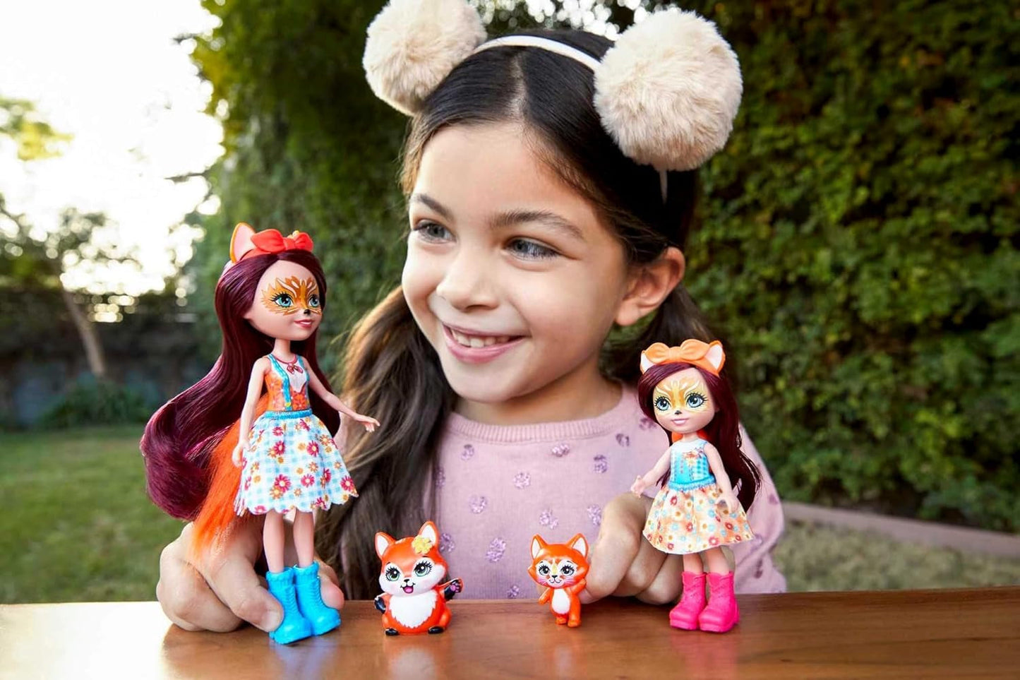 Enchantimals HCF81 – Felicity Fox und ihre kleine Schwester (ca. 15 cm und ca. 10 cm) und 2 Tierfiguren, abnehmbarer Rock und Accessoires, tolles Geschenk für Kinder ab 3 Jahren
