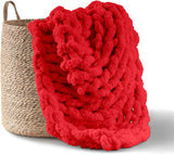 Grobstrickdecke, Überwurf, 100 % handgestrickt mit Jumbo-Chenillegarn (127 x 152,4 cm, Fliedergrau) Adyrescia Red 50 „X60“ Betten und Decken