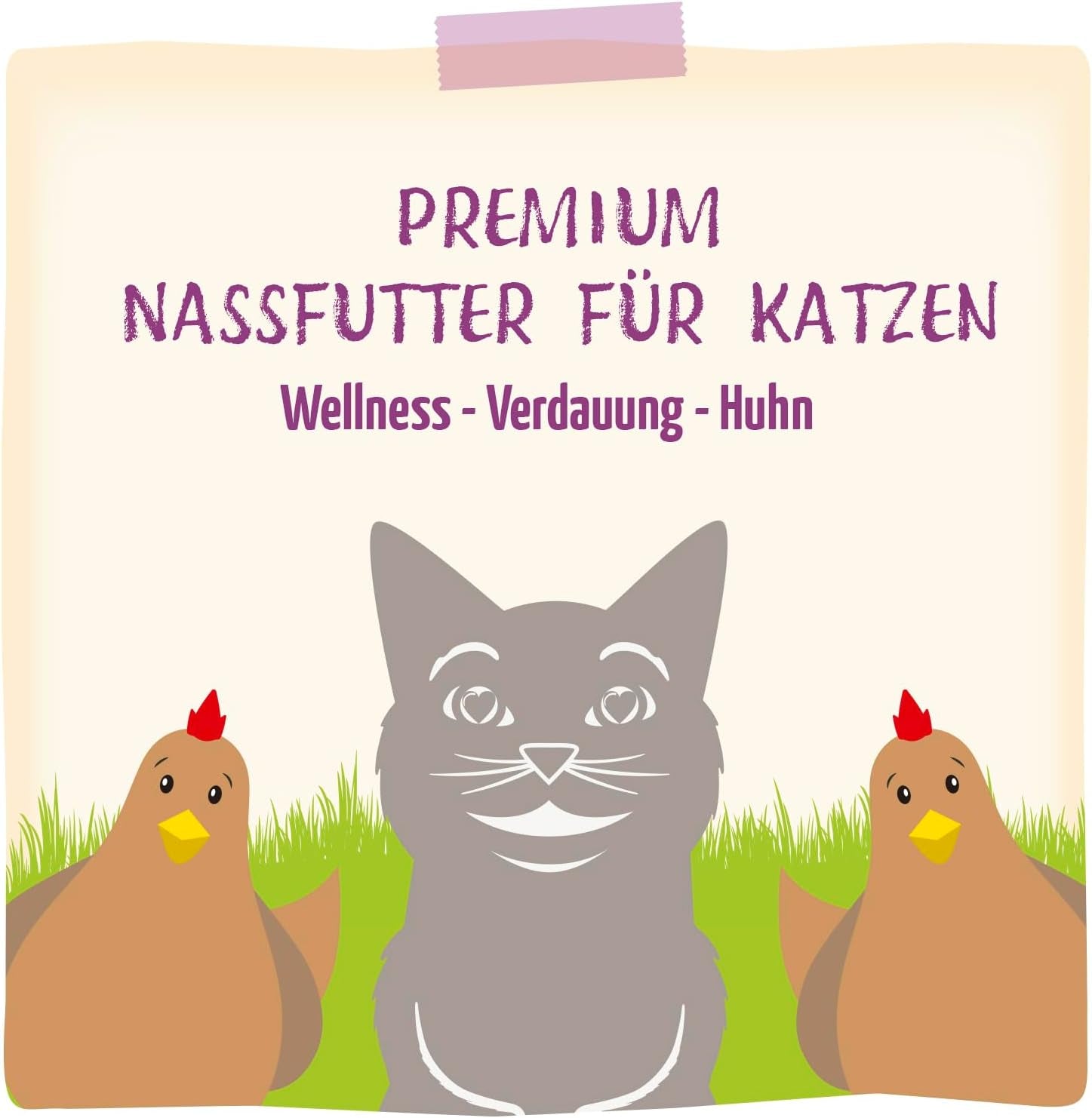 MjAMjAM – Premium-Nassfutter für Katzen – Wellness – Verdauungsfördernd – Huhn, 12er-Packung (12 x 125 g), getreidefrei