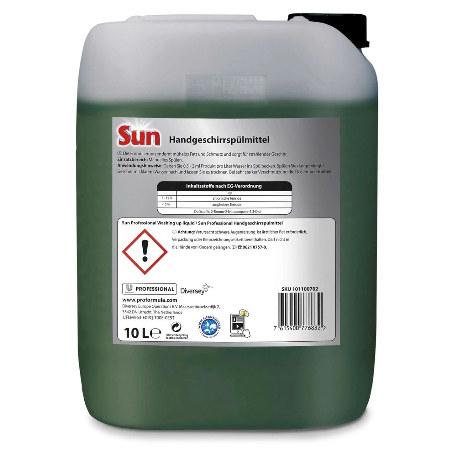 Sun Professional, manuelles Geschirrspülmittel – Hochwirksame Fettentfernung, mit frischem Zitrusduft, 10 Liter Küchenreiniger Naty Shop
