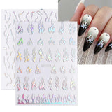 JMEOWIO Nagelsticker Aurora Holografisch 9 Blatt Nagelaufkleber Selbstklebend Herz-Flamme Spielt Schmetterlings-Mond Die Steuern Nail Art Sticker Dekoration Nageldesign Zubehör