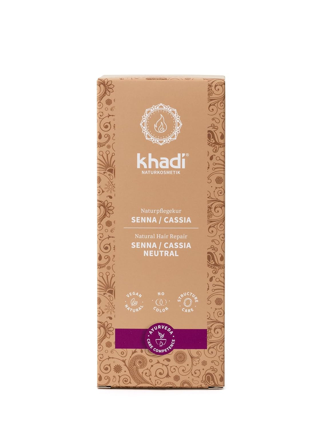 khadi GOLDBRAUN Pflanzenhaarfarbe, helles Bernstein bis sanft glänzendes Goldbraun, Haarfarbe, 100 % pflanzlich, natürlich, natürlich, vegan, zertifizierte Naturkosmetik, 100 g, Naty Shop Neutral Senna/Cassia Haarfarbe, 100 g (1 Packung), einzeln