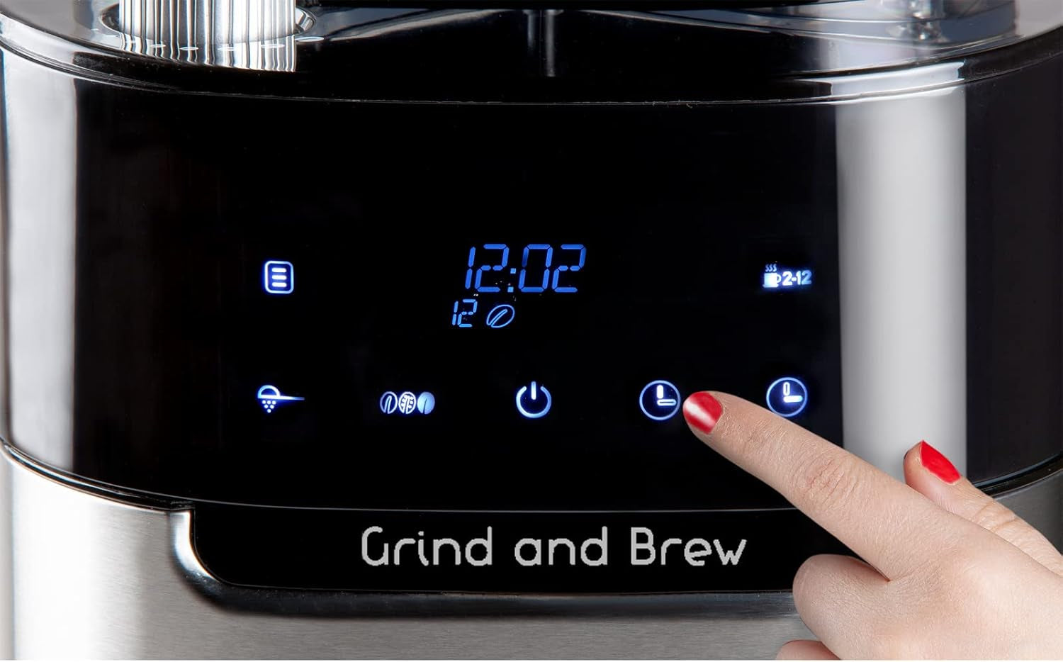 DOMO DO721K Espressomaschine „Grind and Brew“ – Bean-to-Cup-Funktion – LCD-Display – Für gemahlenen Kaffee oder ganze Bohnen – 1,5 l