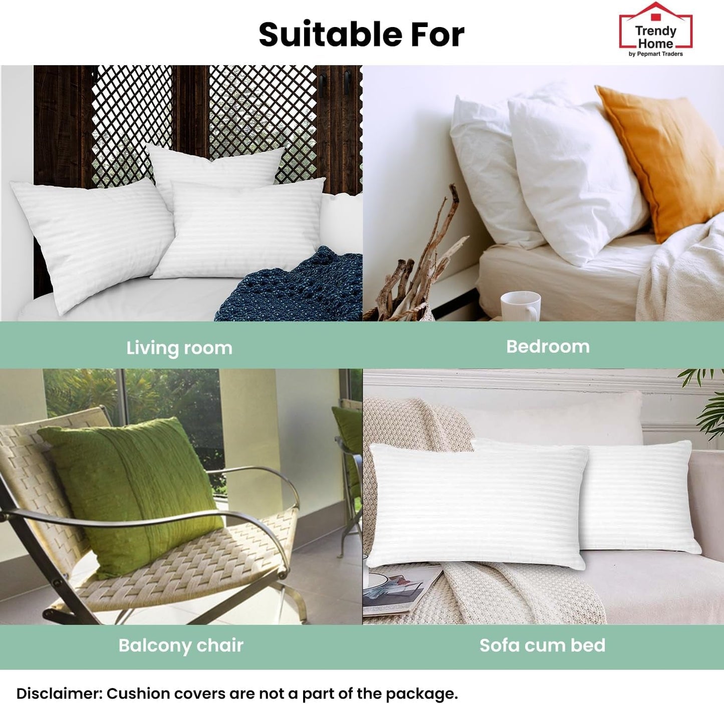 Trendy Home, dekorativer Kisseneinsatz, hypoallergen, Lendenwirbelstütze, für Zuhause, Outdoor, Sofa, maschinenwaschbar, 30,5 x 50,8 cm