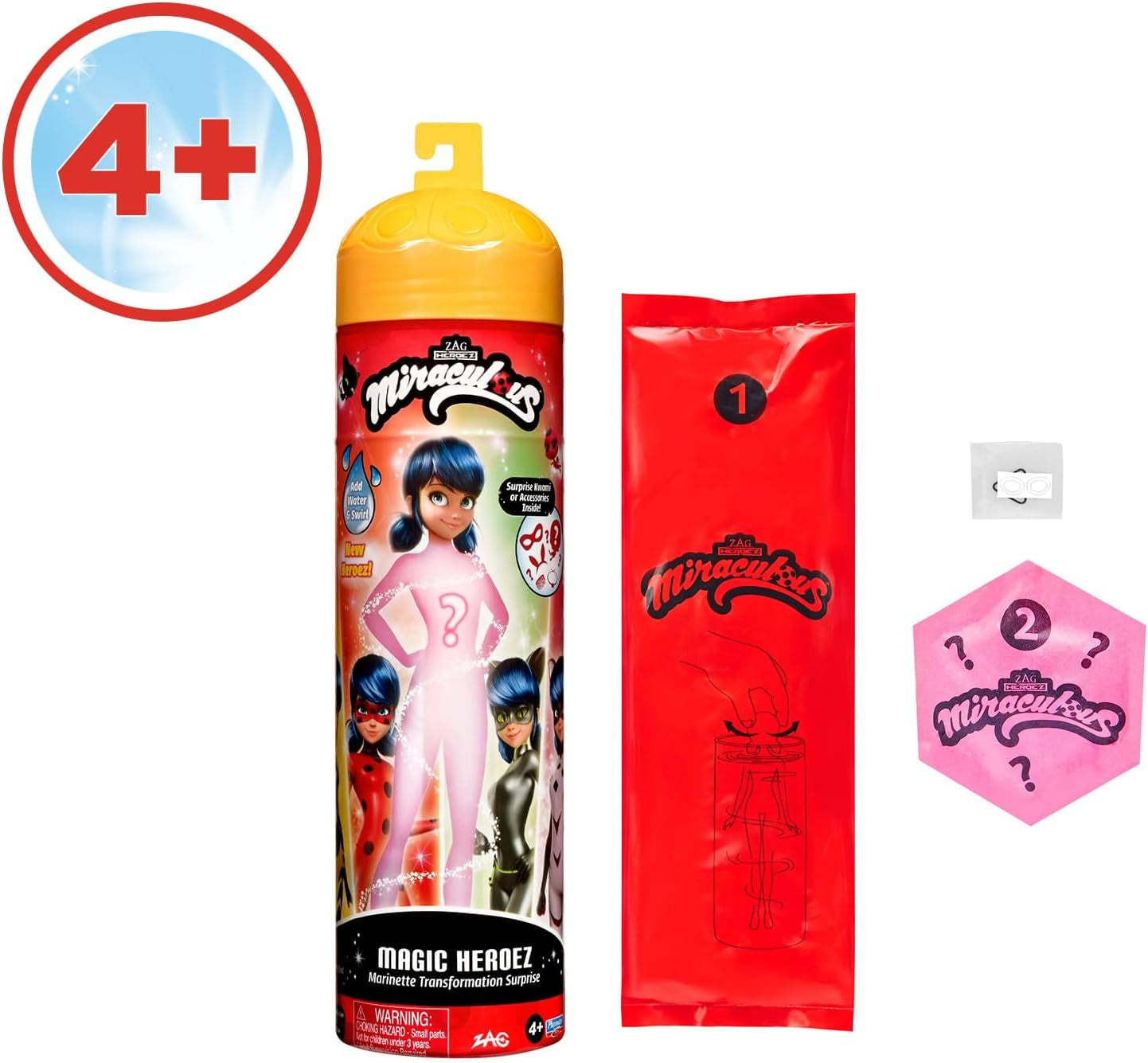 Bandai – Miraculous Ladybug – Puppe Marinette Farbwechsel-Überraschung – Miraculous-Gliederpuppe, 26 cm + 3 Überraschungen – zufälliges Modell – P50390 Puppen Naty Shop