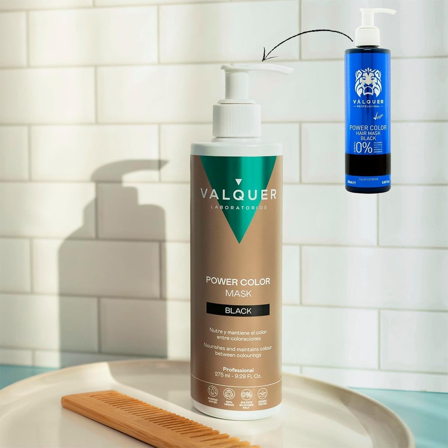 Valquer Power Color Mask vegane und silikonfreie Formulierung Verleiht Haarfarbe 290 ml Schwarz Haarmaske Naty Shop