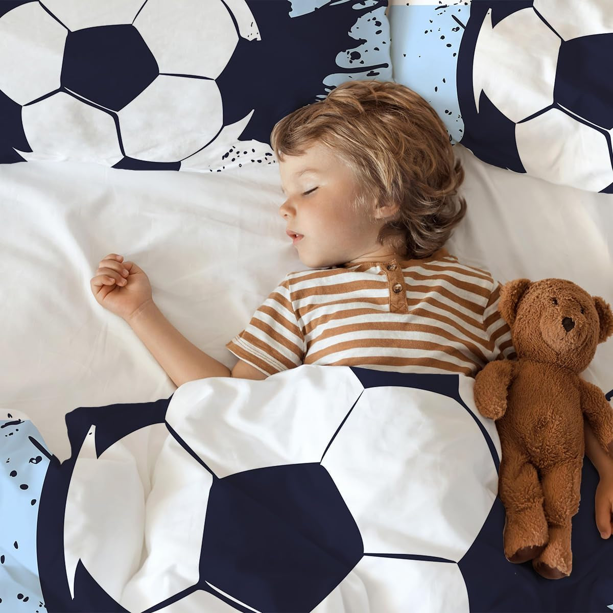 Bettwäsche für Jungen, Fußball, Mikrofaser-Polyester. Bettwäsche – Kinder Naty Shop