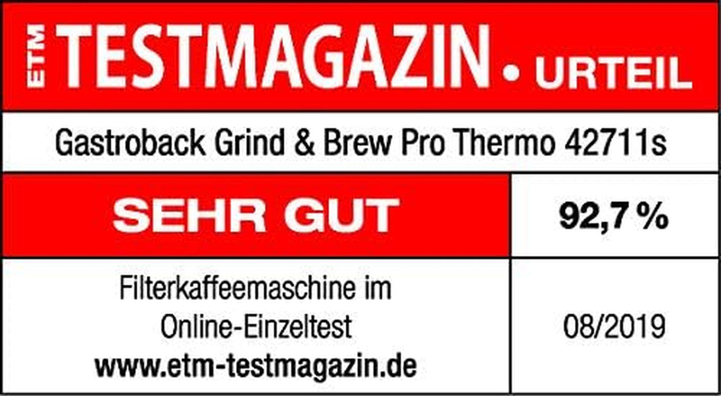 GASTROBACK Grind & Brew Pro Thermo-Espressomaschine, Silber, Schwarz