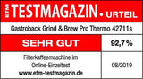 GASTROBACK Grind & Brew Pro Thermo-Espressomaschine, Silber, Schwarz